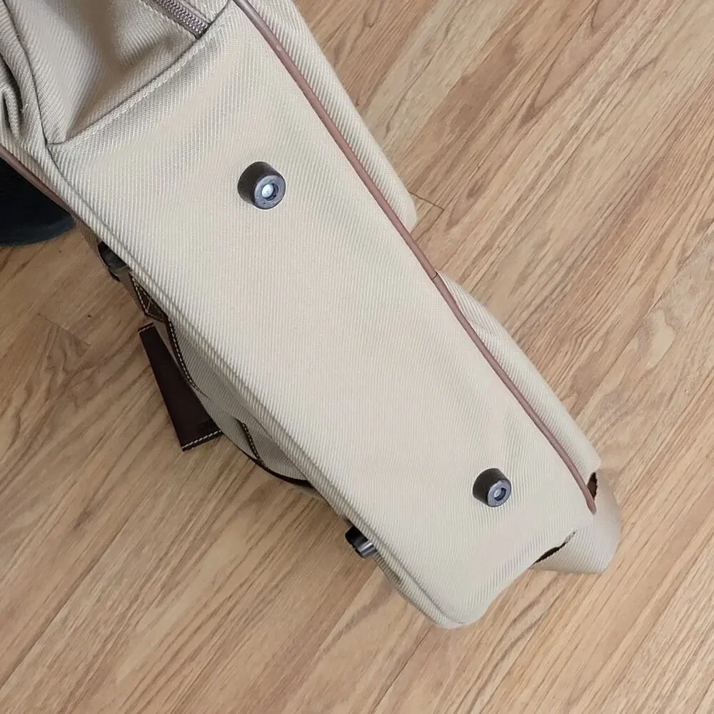 Vtg Hartmann Ziptop Canvas and Leather Briefcase Hudson Collection Tan and Brown